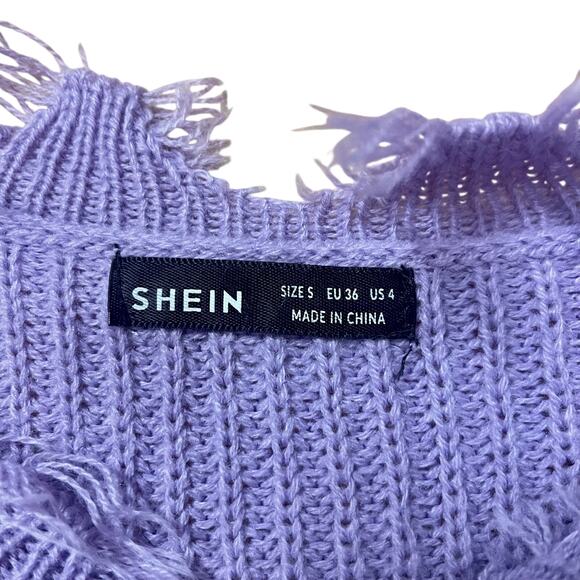 💜 Lavender Distressed Knit Sweater – Size S - Picture 5 of 6